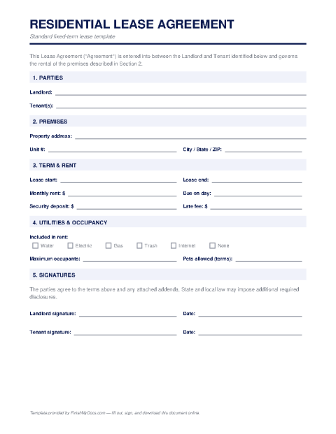 Lease Agreement Template preview