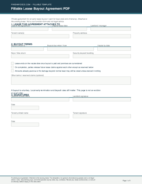 Fillable Lease Buyout Agreement PDF preview