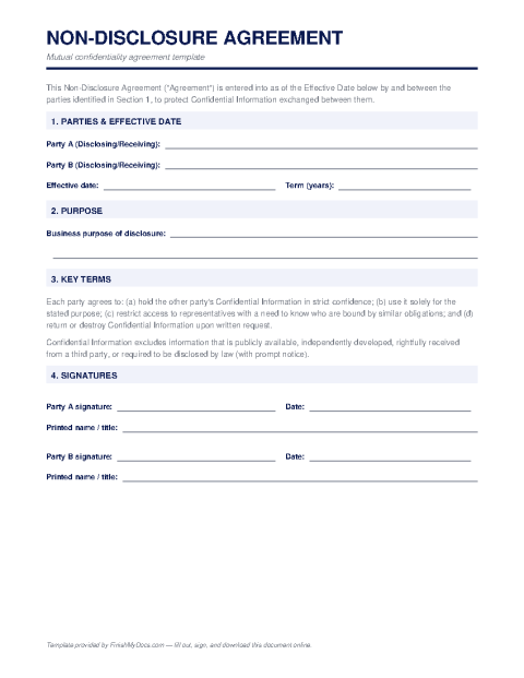 Non-Disclosure Agreement (NDA) Template preview