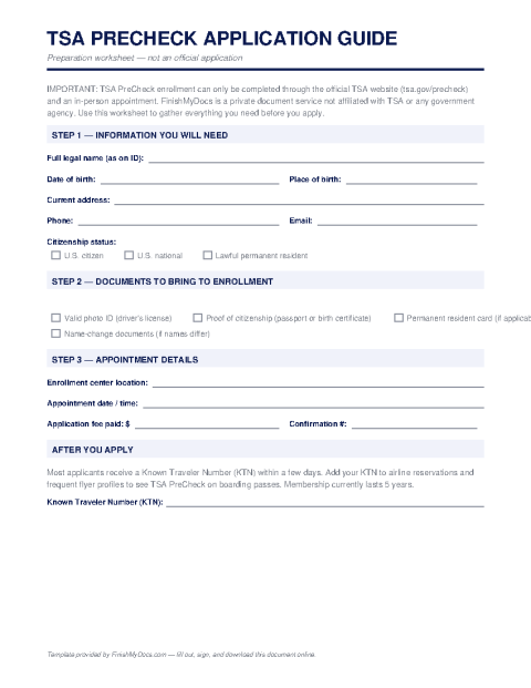 TSA PreCheck Application Guide preview thumbnail